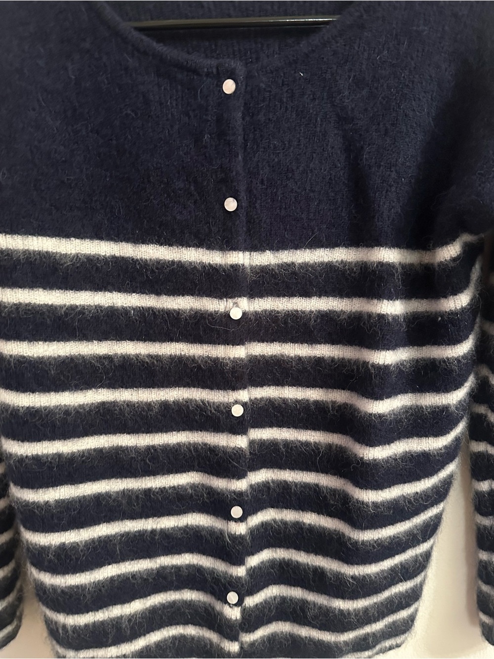 Sezane Gaspard Cardigan in Navy Stripe - Picture 3 of 5